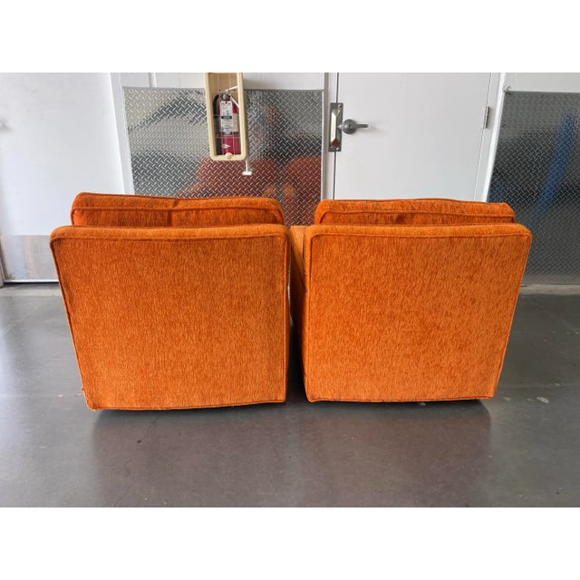 Vintage Burnt Orange Mid-Century Lounge Chairs With Down Filled Cushions, a Pair For Sale - Image 9 of 12