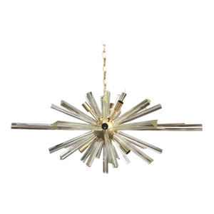 Contemporary Transparent “Triedro” Murano Glass Oval Sputnik Chandelier