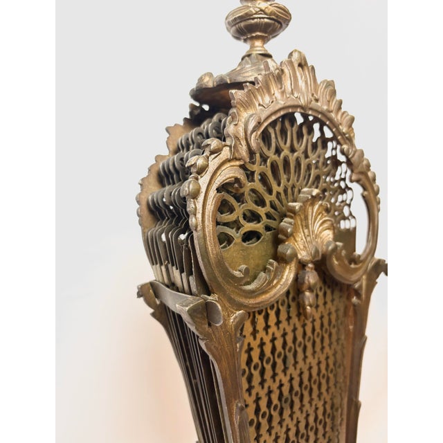 Brass Ornate Victorian Brass Fireplace Fan Screen For Sale - Image 8 of 12