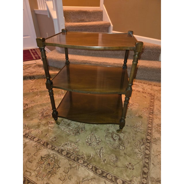 Vintage Three Tier Side Rolling Table For Sale In Indianapolis - Image 6 of 12