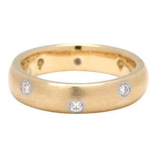 Tiffany & Co .14ctw Diamond Scattered Band Ring, 18k Yellow Gold, Platinum, Size 3 For Sale