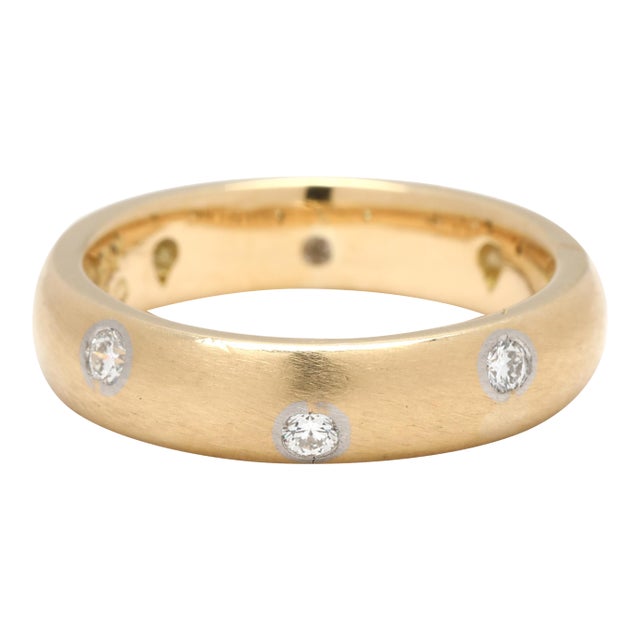 Tiffany & Co .14ctw Diamond Scattered Band Ring, 18k Yellow Gold, Platinum, Size 3 For Sale