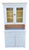 Antique French Country Farmhouse White 2 Piece Step Back Hutch Kitchen Cupboard For Sale