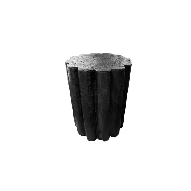 Sculptural Suar Wood Side Table, Burnt Finish Modern Organic For Sale - Image 4 of 6