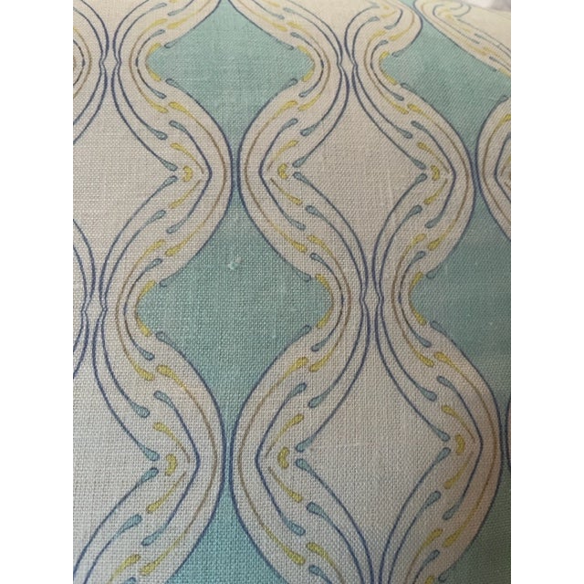 Betsy Textiles Hourglass in Turquoise Linen Down Filled Pillow For Sale - Image 4 of 7