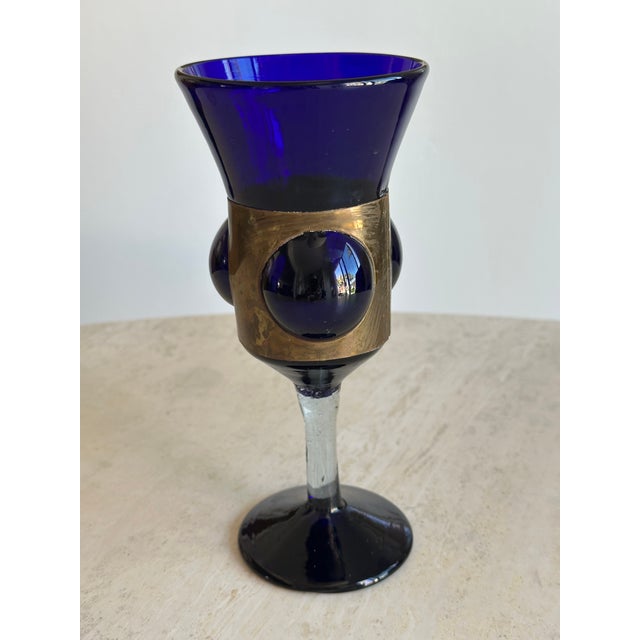 Mid-Century Modern Vintage Mid-Century Brutalist Felipe Derflingher Cage Glass Wine Goblet For Sale - Image 3 of 5