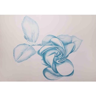 Giacomo Porzano, Blue Rose, Signed, Edition 14/50, 1970s, Etching For Sale