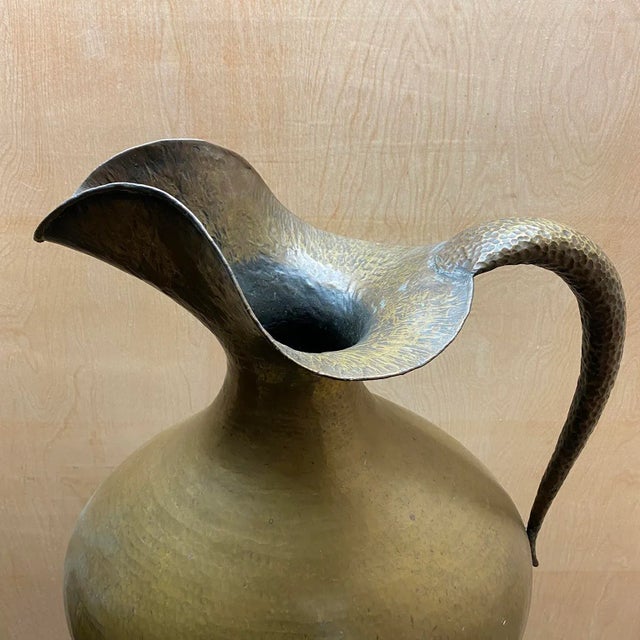 Brass Early 20th Century Large Scale Egidio Casagrande Brass Pitcher For Sale - Image 8 of 15