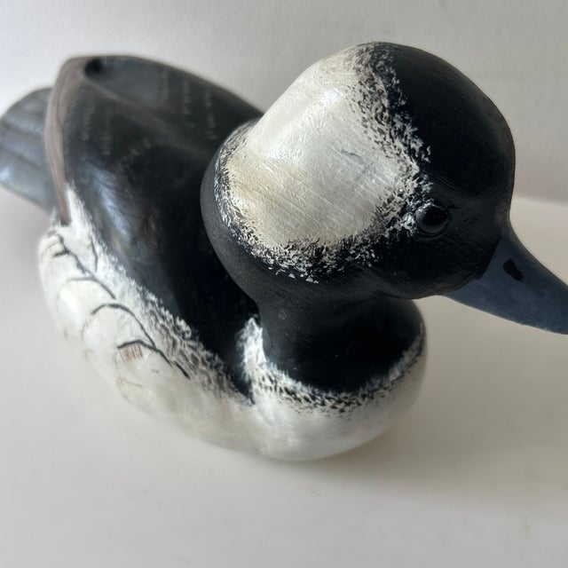 Vintage Hand Painted and Hand Carved Signed Buffelhead Drake For Sale - Image 12 of 12
