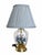 Vintage Blue Floral Glass Terrarium Table Lamp With Pleated Blue Shade For Sale - Image 4 of 8
