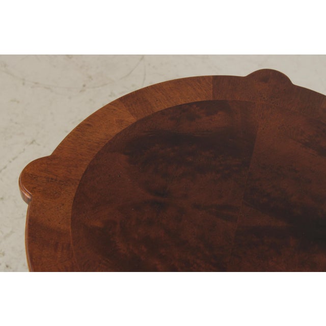 Pair Henredon Round Walnut Living Room Lamp End Tables For Sale - Image 12 of 16