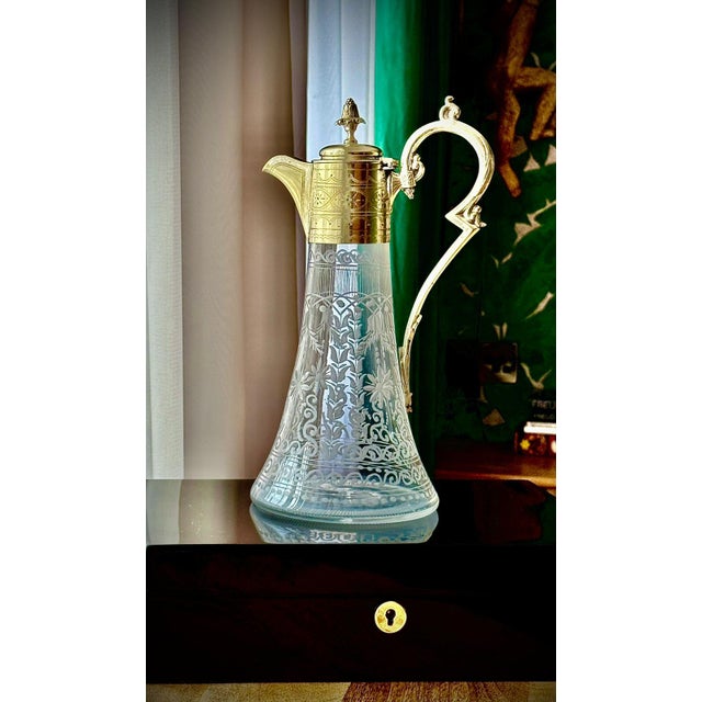 Victorian Silver-Plated and Etched Glass Claret Jug, 1800s For Sale - Image 18 of 18