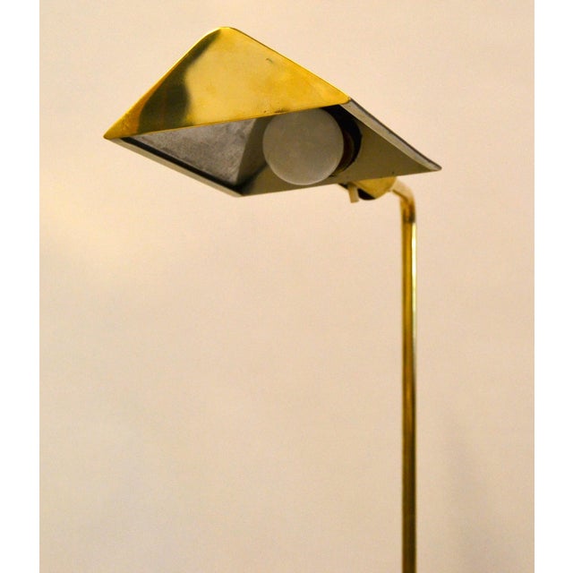 Bauer Lamp Company 1970s Mid-Century Modern Original Koch & Lowy Pharmacy Lamp Brass Steel Floor Lamp For Sale - Image 4 of 17