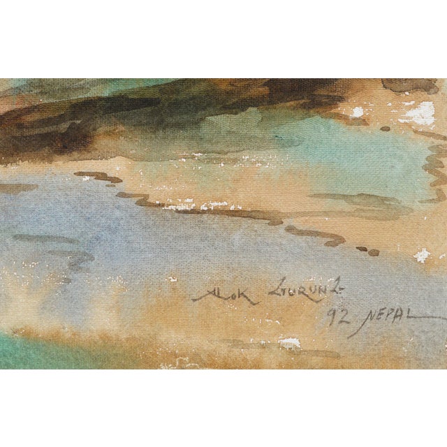 1990s Figurative Landscape -- Visiting the Temple by Alok Gurung For Sale - Image 5 of 5