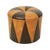 Cool vintage round pouf in Moroccan patchwork style, made from a wooden base and upholstered in high-quality two-tone...