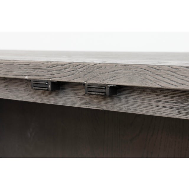 Wood Restoration Hardware Grey Herringbone 4-Door Media Console For Sale - Image 7 of 8