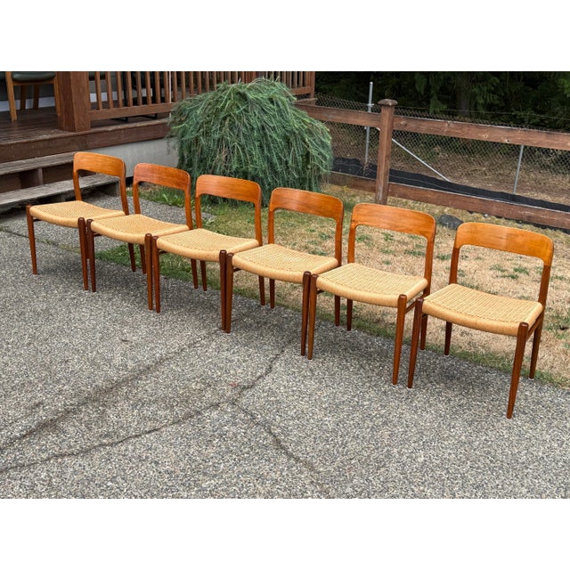 Mid-Century Modern Set of 6 Danish Modern Design Niels Otto Moller Model 75 Dining Chairs Jl Molller For Sale - Image 3 of 10