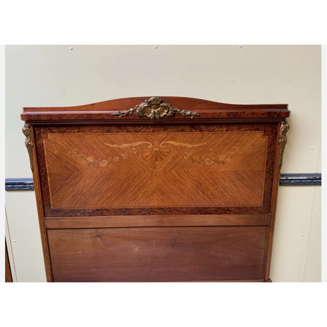 Antique Sensational Art Nouveau Ornate Bed with Inlays, 1900 For Sale - Image 3 of 8