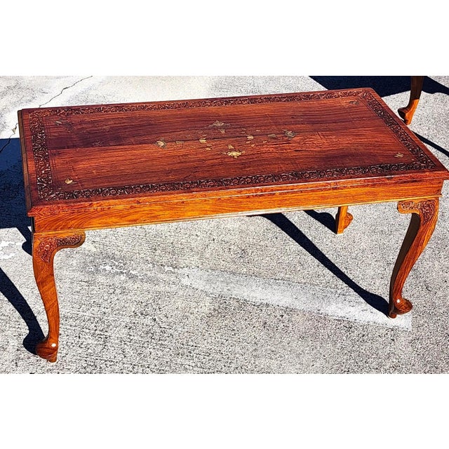 Brown Mid Century Anglo Indian Walnut Coffee & Side Tables 3 Piece Set For Sale - Image 8 of 18