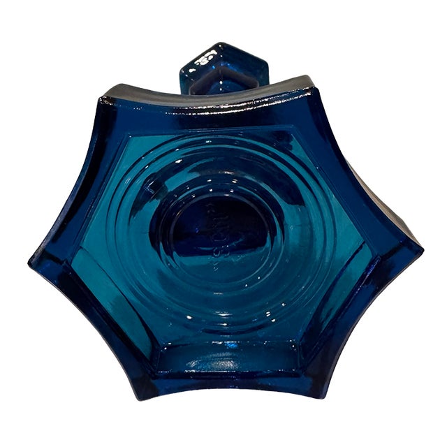 Mid 20th Century Mid 20th Century l.e. Smith Cobalt Blue Glass Koi Candlestick For Sale - Image 5 of 9