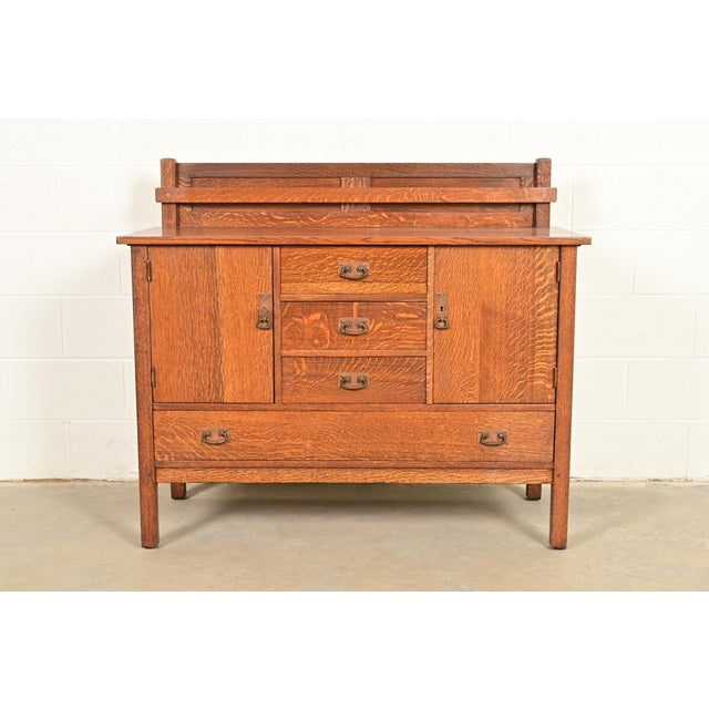 L. & J. G. Stickley Antique Mission Oak Arts & Crafts Sideboard or Bar Cabinet, Circa 1910 For Sale - Image 16 of 16
