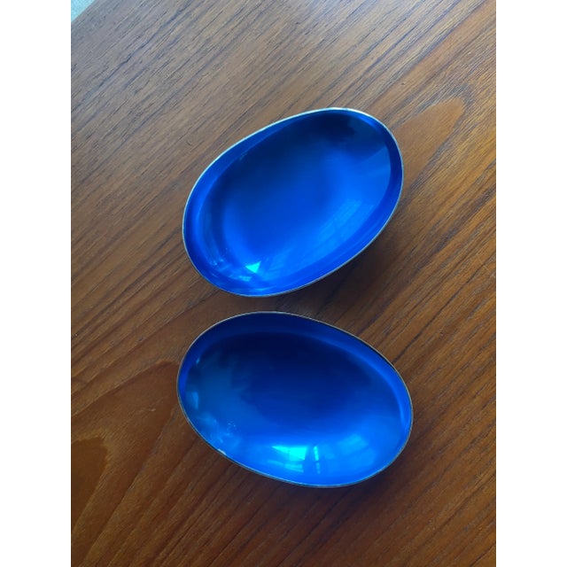 Biomorphic Enameled Silverplate Bowls on Tripod Legs (Denmark), a Pair For Sale - Image 6 of 12