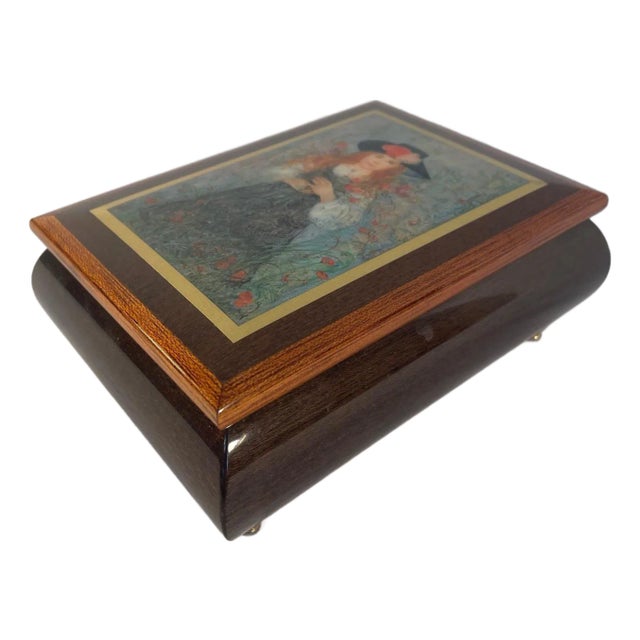 Late 20th Century Small Vintage Italian Marquetry Music Jewelry Box For Sale