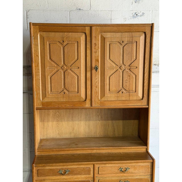 Brown Vintage Danish Oak Hutch Cabinet in Style of Henning Mid Century Storage Display Cabinet For Sale - Image 8 of 8
