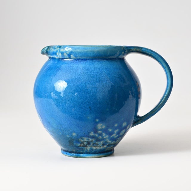 1970s Danish Blue Glazed Ceramic Jug from Kahler, 1960s For Sale - Image 5 of 11