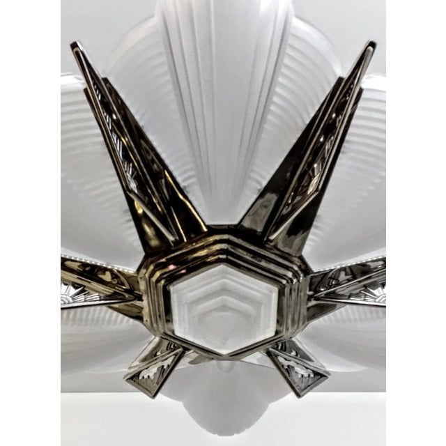 Mid 20th Century French Art Deco Pendant Chandelier by Petitot For Sale - Image 5 of 9