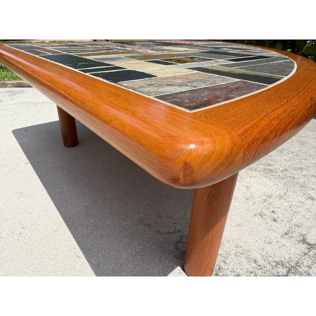 Vintage Signed Sallingboe Danish Modern Mosaic Slate & Ceramic Tile Cocktail Table For Sale - Image 11 of 12