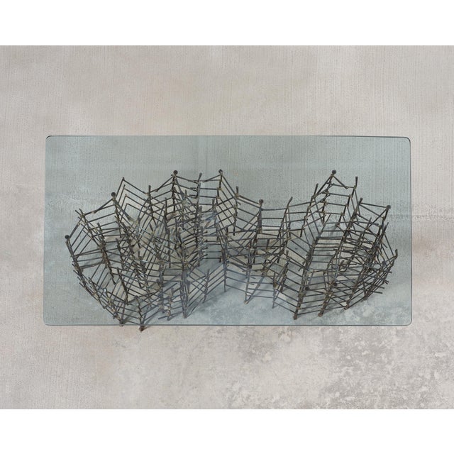 Late 20th Century Marc Weinstein Attributed Brutalist Welded Nails Cocktail Table For Sale - Image 5 of 18