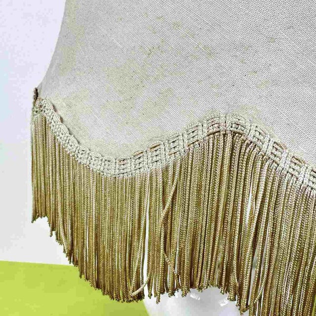 Vintage Table Lamp with Ceramic Base and Fabric Lampshade For Sale - Image 3 of 7