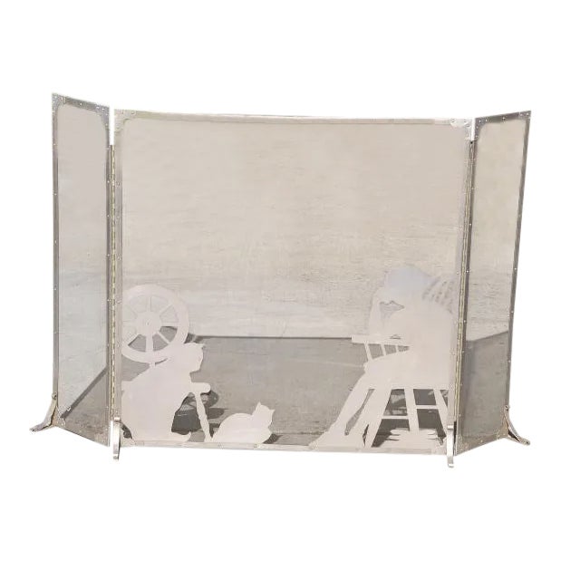 Vintage Folk Art Cut Out Fireplace Screen For Sale