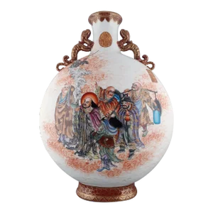 Early 20th Century Chinese Porcelain Eight Immortals Baoyueping