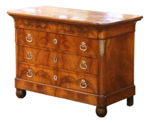 19th Century French Louis Philippe Walnut Four-Drawer Chest Commode