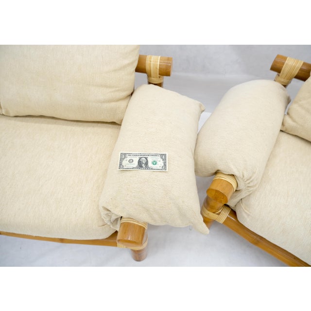 Pair of c1970s Vintage Massive Thick Bamboo Bases Loveseats MINT For Sale - Image 11 of 14