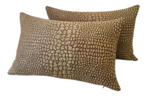 Faux Crocodile Plush Chenille Pillows - a Pair