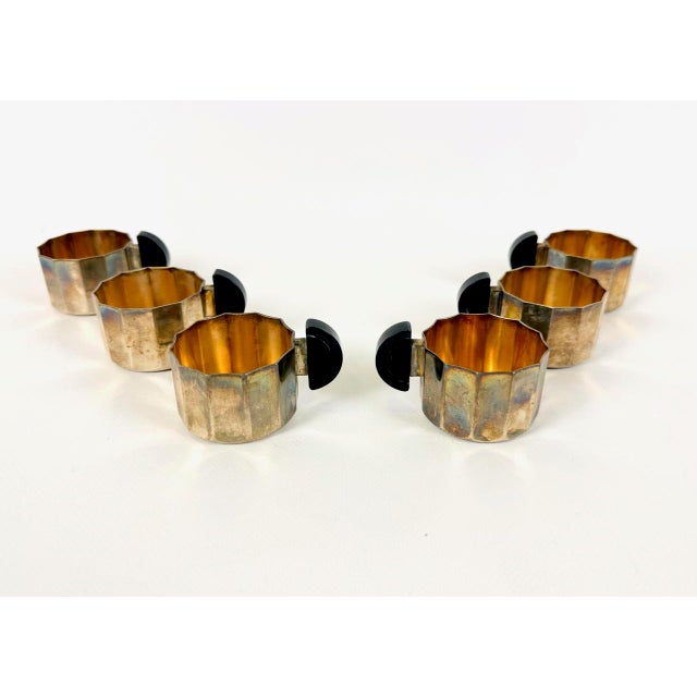 Bauhaus Silver-Plated Mocha Cups with Bakelite Handles, 1930s, Set of 6 For Sale - Image 7 of 13