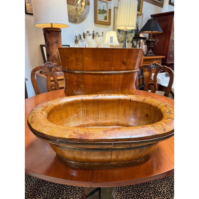 Late 19th Century Chinese Staved Wood + Brass-Banded Baby Bathing Vessel, 19th Century For Sale - Image 5 of 12
