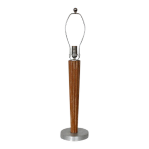 Russel Wright Style Fluted Cerused Oak & Aluminum Table Lamp, Circa 1940