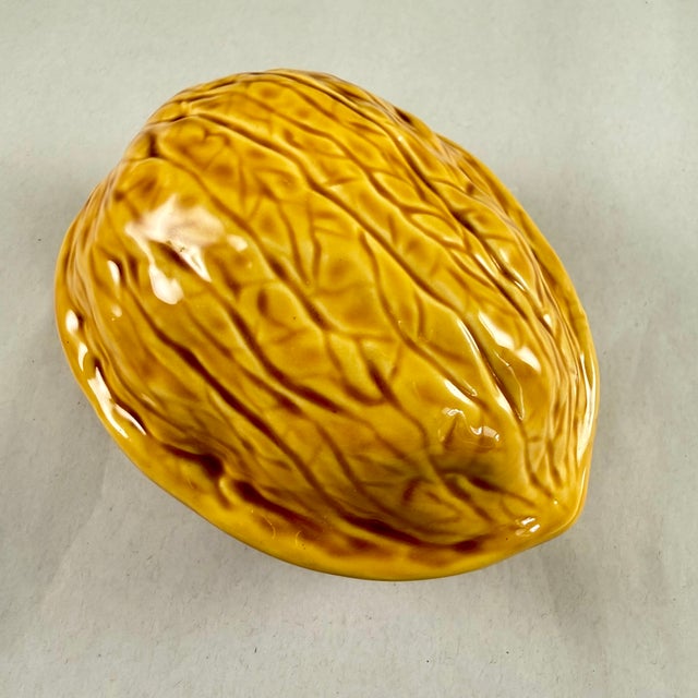 Brown Vintage French Faïence Trompe L’oeil ‘Walnut’ Covered Box For Sale - Image 8 of 13