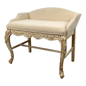 Contemporary Decorator Bench With Louis XV–Inspired Carved Frame