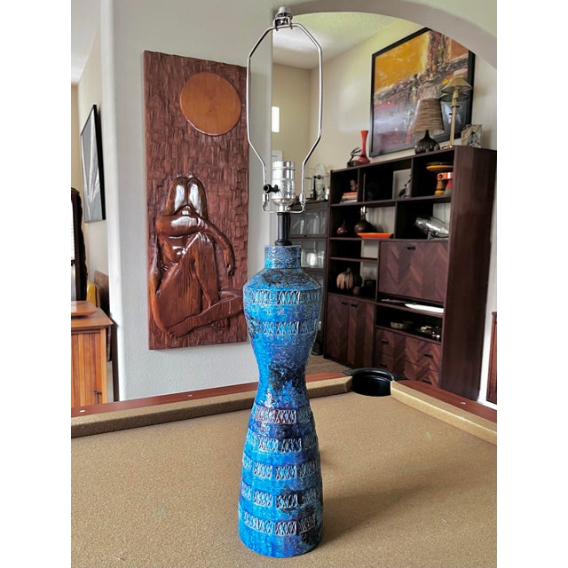 Bitossi 1960s Mid Century Modern Bitossi Table Lamp in Rimini Blue - Aldo Londi for Bitossi For Sale - Image 4 of 12