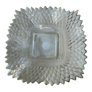 Vintage Indiana Glass Diamond Point Amber Carnival Glass Candy Dish