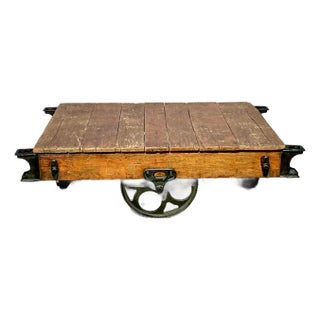 Vintage Industrial Wagon Coffee Table For Sale