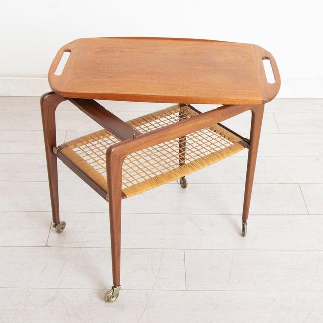 Johannes Andersen Mid-Century Danish Serving Trolley by Johannes Andersen for Silkeborg, 1960s For Sale - Image 4 of 8