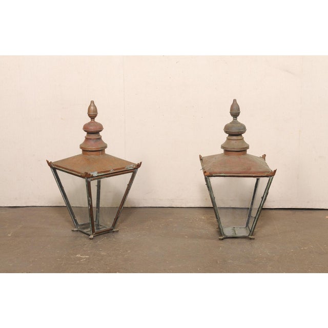 French Early 20th Century French Copper Lanterns - a Pair For Sale - Image 3 of 13