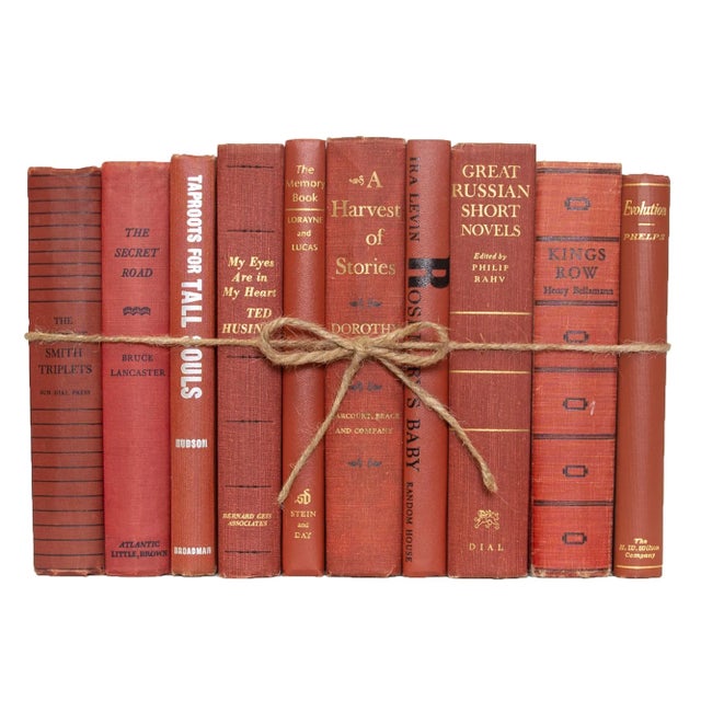 Decorative Books - Vintage Sienna Book Bundle - 1 Foot of Red Books For Sale - Image 4 of 4