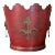 Vintage Cranberry Red French Tole Monteith Cache Pot / Jardinere / Planter With Lion Head Rings For Sale